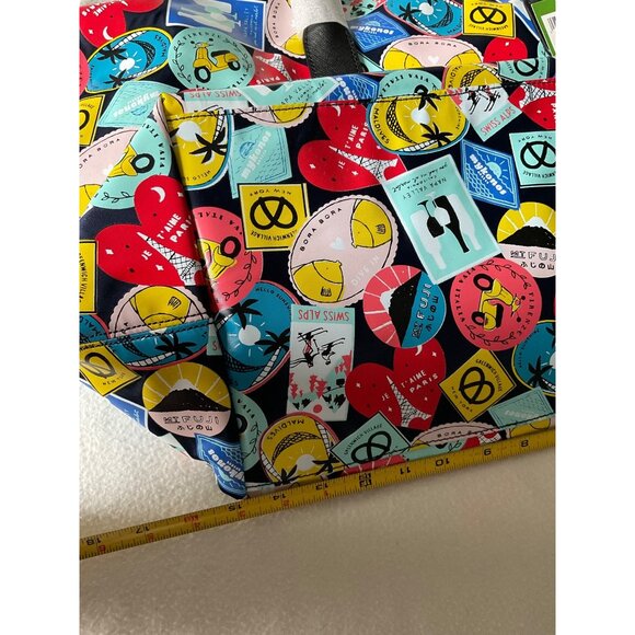 RARE NWT KATE SPADE WEEKENDER RICH NAVY MULTI colorful TRAVEL bag STAMPS - Picture 4 of 7